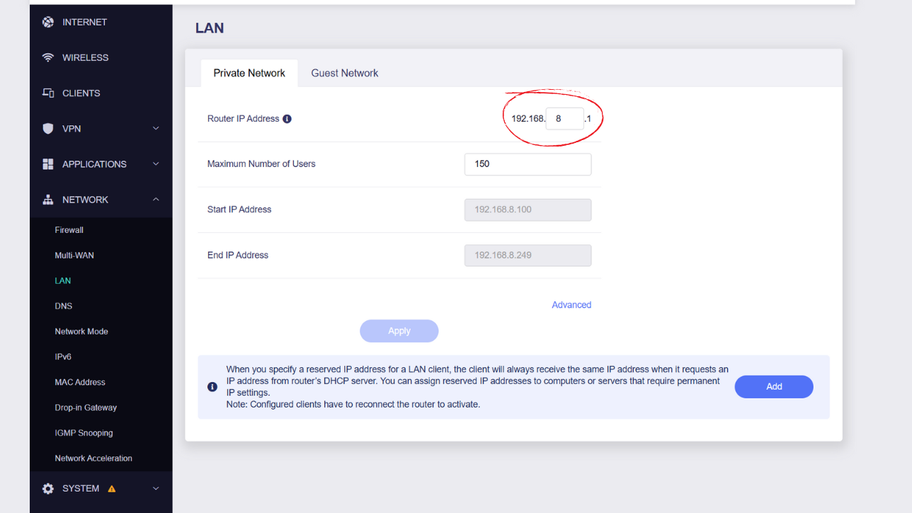 LAN configuration